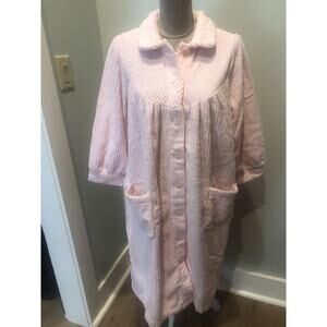 NEW Collections etc Pink Plush Button Front Robe M